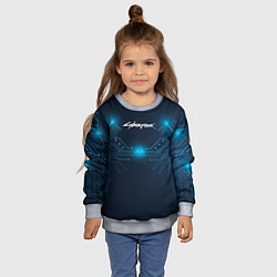 Свитшот детский Cyberpunk Неоновая микросхема, цвет: 3D-меланж — фото 2