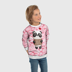 Свитшот детский Панда с сердечком love, цвет: 3D-белый — фото 2