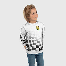 Свитшот детский Porsche Порше Финишный флаг, цвет: 3D-белый — фото 2