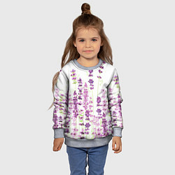 Свитшот детский Цветы Лаванды акварелью, цвет: 3D-меланж — фото 2