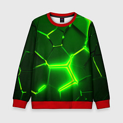 Детский свитшот 3D ПЛИТЫ НЕОН NEON GREEN HEXAGON РАЗЛОМ