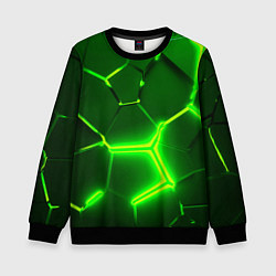 Свитшот детский 3D ПЛИТЫ НЕОН NEON GREEN HEXAGON РАЗЛОМ, цвет: 3D-черный