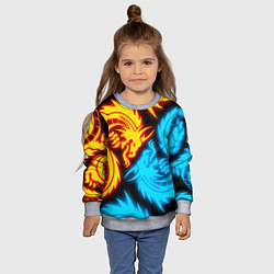Свитшот детский НЕОНОВЫЕ ДРАКОНЫ NEON DRAGONS, цвет: 3D-меланж — фото 2