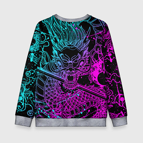 Детский свитшот СЯО ГЕНШИН ИМПАКТ НЕОНОВЫЙ ДРАКОН / 3D-Меланж – фото 2
