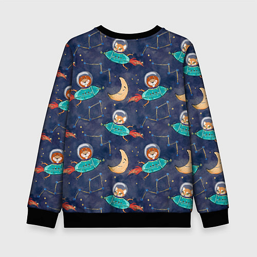 Детский свитшот Звери в космосе детский паттерн / 3D-Черный – фото 2