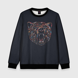 Свитшот детский Злой медведь-мозаика, цвет: 3D-черный