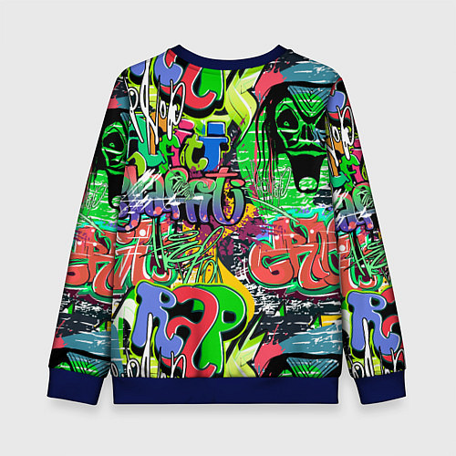 Детский свитшот Граффити с черепами / 3D-Синий – фото 2