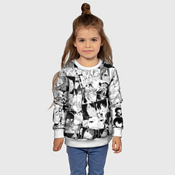 Свитшот детский Bungo Stray Dogs pattern, цвет: 3D-белый — фото 2