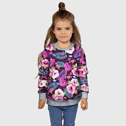 Свитшот детский Цветочный Паттерн Flowers and leaves, цвет: 3D-меланж — фото 2