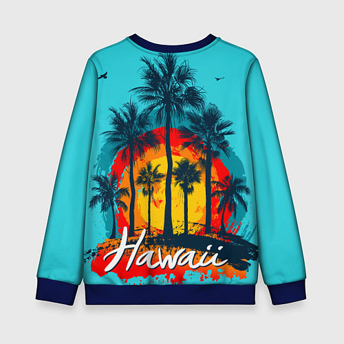 Детский свитшот Hawaii Солнце, Пальмы / 3D-Синий – фото 2