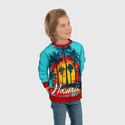 Свитшот детский Hawaii Солнце, Пальмы, цвет: 3D-красный — фото 2