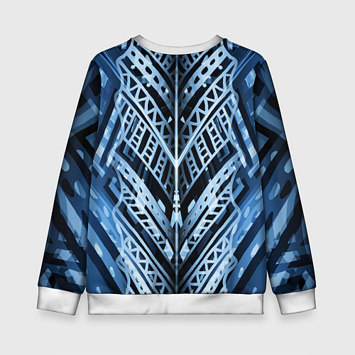 Детский свитшот Неоновый узор Абстракция Голубой и синий цвет на ч / 3D-Белый – фото 2