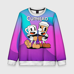 Свитшот детский Кружечки Cuphead, цвет: 3D-белый
