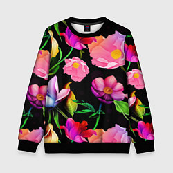 Свитшот детский Цветочный узор Floral pattern, цвет: 3D-черный