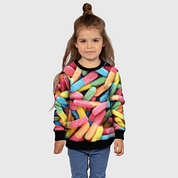 Свитшот детский Мармеладные червячки, цвет: 3D-черный — фото 2