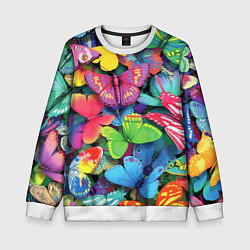 Свитшот детский Стая бабочек Pattern, цвет: 3D-белый