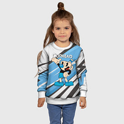 Свитшот детский Cuphead синяя чашечка, цвет: 3D-белый — фото 2