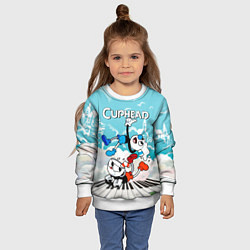 Свитшот детский Cuphead 2 чашечки, цвет: 3D-белый — фото 2