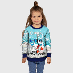 Свитшот детский Cuphead 2 чашечки, цвет: 3D-синий — фото 2