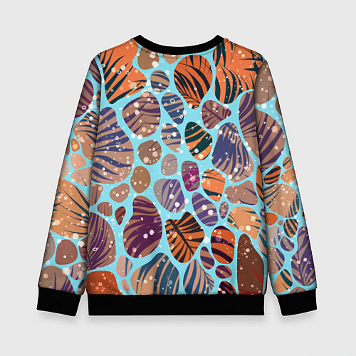 Детский свитшот Разноцветные камушки, цветной песок, пальмовые лис / 3D-Черный – фото 2