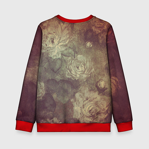 Детский свитшот Цветы картина маслом / 3D-Красный – фото 2