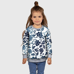 Свитшот детский Гжелевые цветы, цвет: 3D-меланж — фото 2