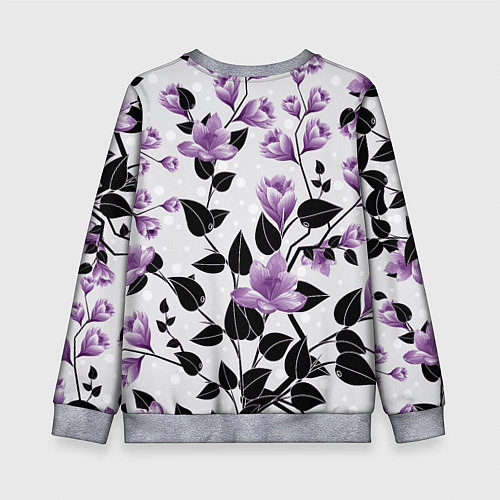 Детский свитшот Распустившиеся фиолетовые цветы / 3D-Меланж – фото 2