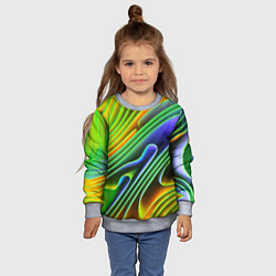 Свитшот детский Цветные неоновые полосы Абстракция Color neon patt, цвет: 3D-меланж — фото 2