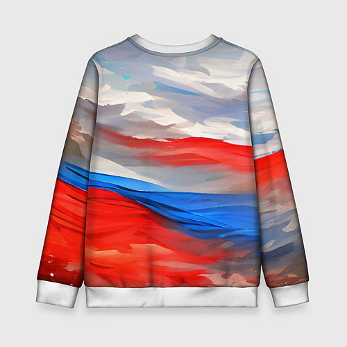 Детский свитшот Флаг России в красках / 3D-Белый – фото 2