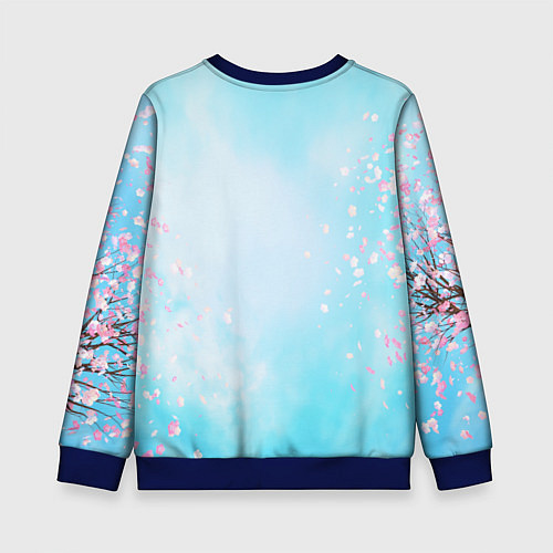 Детский свитшот Милый поросенок с цветами / 3D-Синий – фото 2