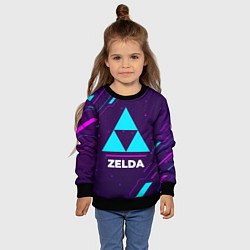 Свитшот детский Символ Zelda в неоновых цветах на темном фоне, цвет: 3D-черный — фото 2