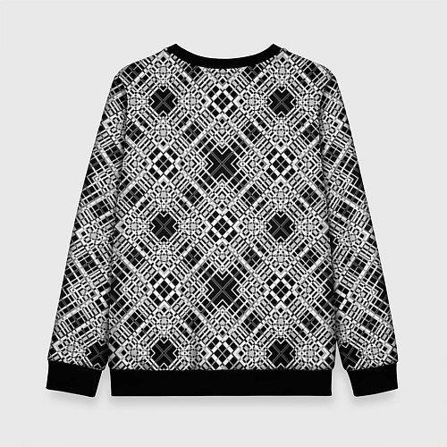 Детский свитшот Черно-белый геометрический узор в клетку / 3D-Черный – фото 2