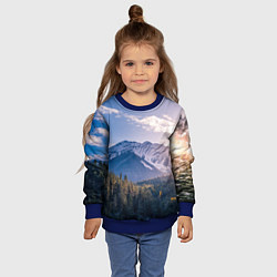 Свитшот детский Горы Лес Солнце, цвет: 3D-синий — фото 2