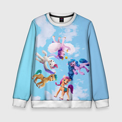 Свитшот детский My Little Pony летают в облаках, цвет: 3D-белый