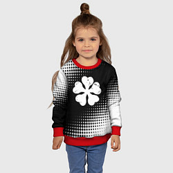 Свитшот детский Белый логотип Черный клевер на черном, цвет: 3D-красный — фото 2