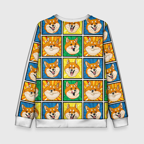 Детский свитшот Pop art shiba inu / 3D-Белый – фото 2