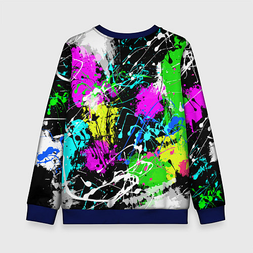 Детский свитшот Разноцветные пятна краски на черном фоне / 3D-Синий – фото 2