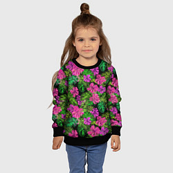 Свитшот детский Тропические листья и цветы на черном фоне, цвет: 3D-черный — фото 2