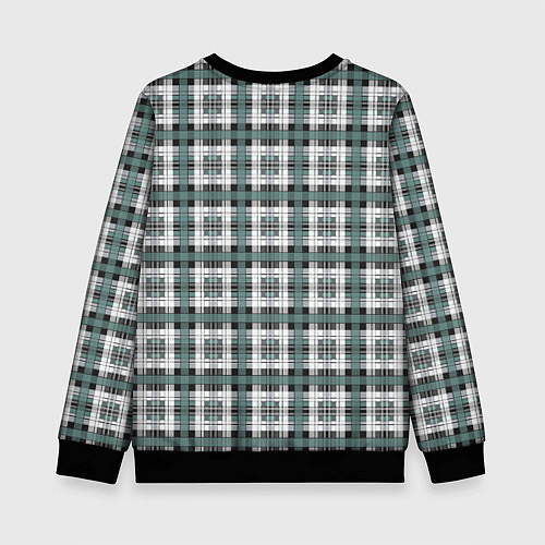 Детский свитшот Серо-зеленый клетчатый узор шотландка / 3D-Черный – фото 2