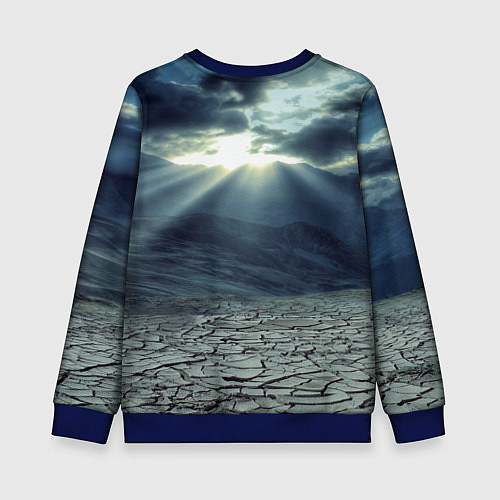 Детский свитшот Трещины на земле пустыня / 3D-Синий – фото 2
