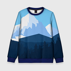 Свитшот детский Горы, лес, канатная дорога, цвет: 3D-синий
