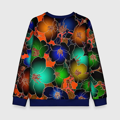 Детский свитшот Vanguard floral pattern Summer night Fashion trend / 3D-Синий – фото 2