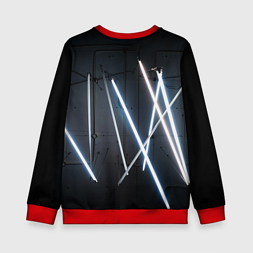 Детский свитшот Неоновые лампы во тьме - Голубой / 3D-Красный – фото 2