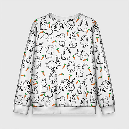 Детский свитшот Зайцы с морковками / 3D-Белый – фото 2