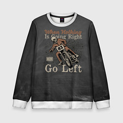 Свитшот детский Гонщик - байкер 83 номер, цвет: 3D-белый