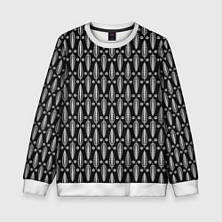 Свитшот детский Черно-белый современный модный узор листья, цвет: 3D-белый