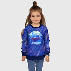 Свитшот детский Лось в лесу Blue, цвет: 3D-синий — фото 2