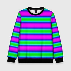 Свитшот детский Зеленый и фиолетовые яркие неоновые полосы striped, цвет: 3D-черный