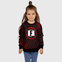 Свитшот детский Символ Fortnite и краска вокруг на темном фоне, цвет: 3D-черный — фото 2
