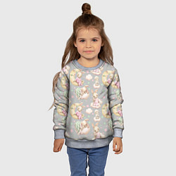 Свитшот детский Зайки на сером, цвет: 3D-меланж — фото 2